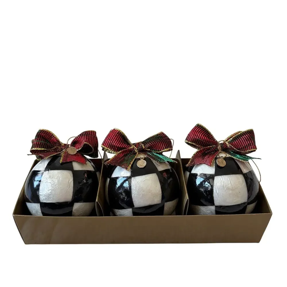 MacKenzie-Childs Jester Fancy Ornaments Large Set of 3 New